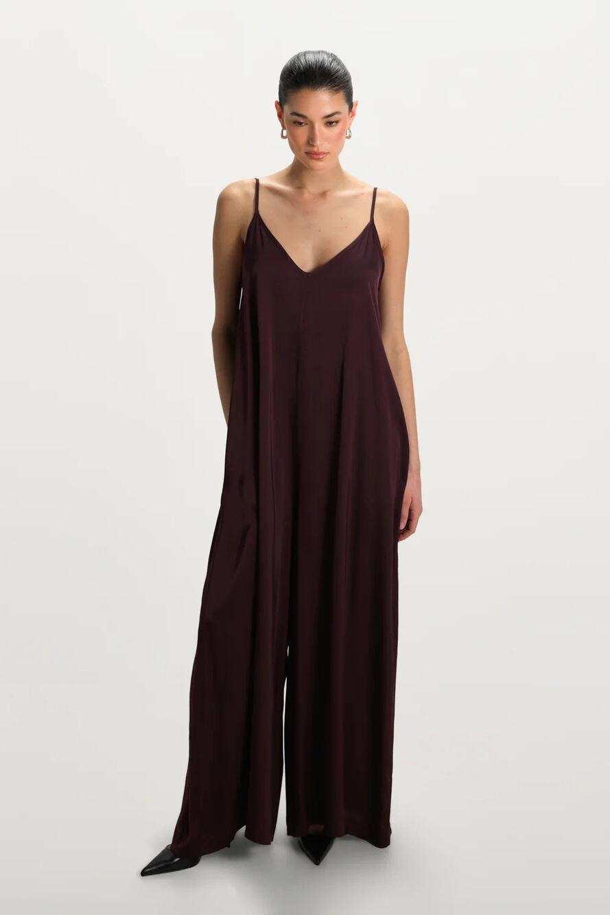 Jaki Audrey Satin Jumpsuit Amethyst Plum Size XL